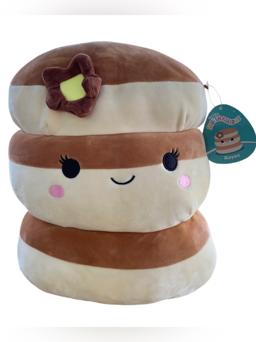 Squishmallows Rayen 12” Pancake Plush - Brown, Cream & Pink Accents NWT